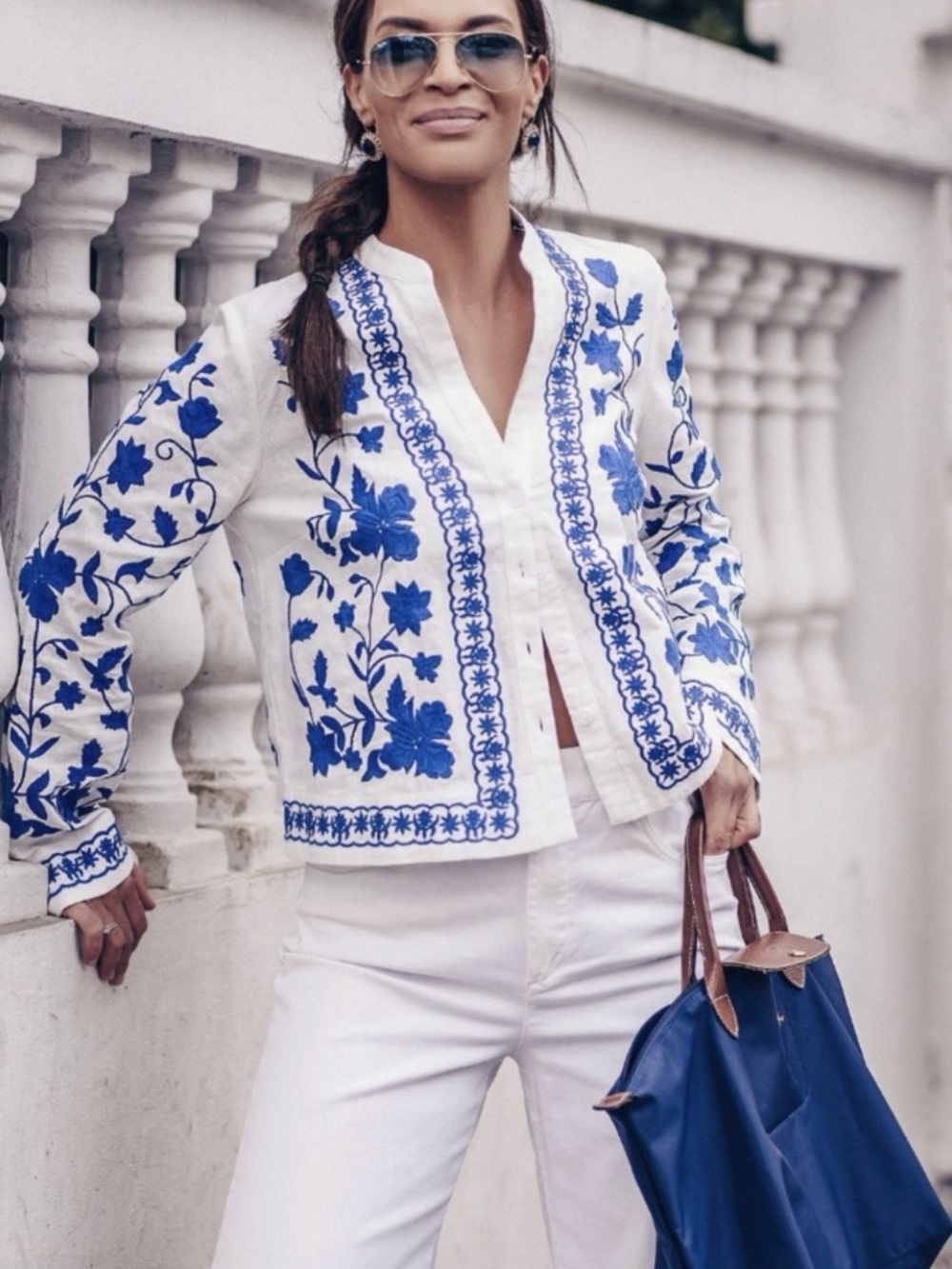NWT Zara Embroidered Linen Blend Flower Shirt Jacket